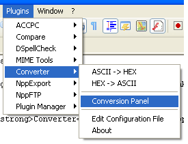 Notepad++ convert menu