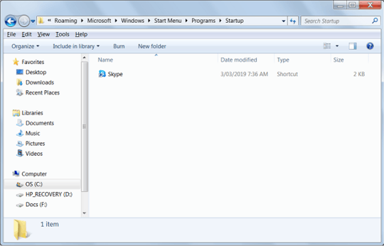 user explorer start folder