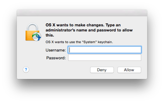 OS X wants to make changes