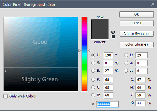 Wrong hue on dark colors.