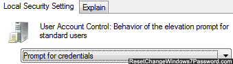 Customize Windows 7 UAC prompts behavior for standard users