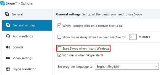 Skype - General Settings