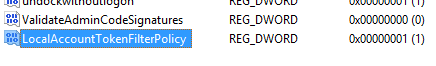 LocalAccountTokenFilterPolicy Setting