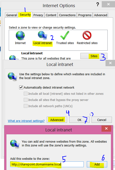 Internet explorer configuration