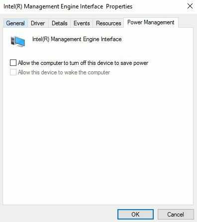 Untick the Allow the computer to turn off this device to save power option