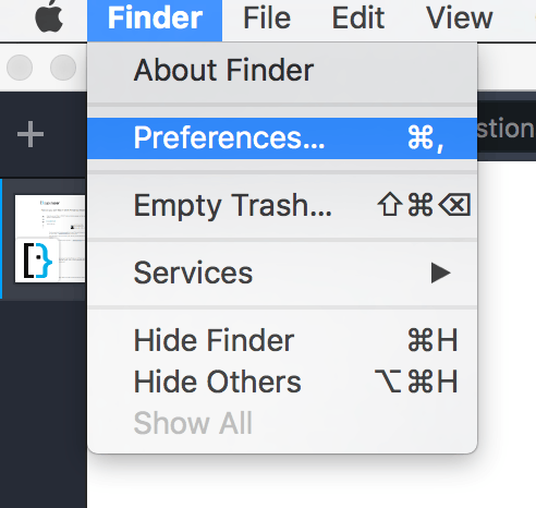 Accessing the Finder Preferences