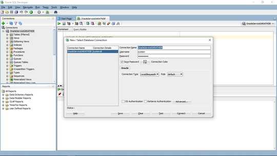 This image has the OracleDB connection details which I configured in Oracle SQL Developer