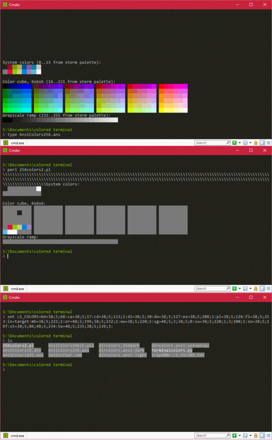 Cmder - 256 vs 8 color mode