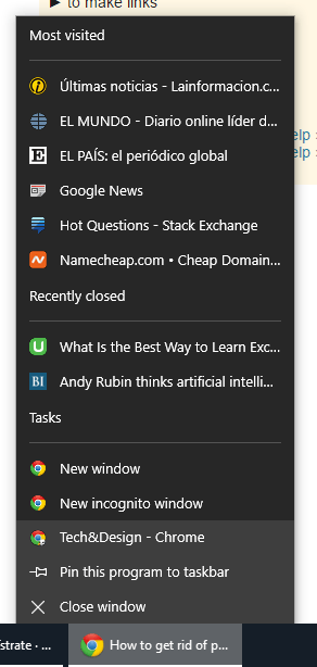 Chrome Taskbar Jumplist