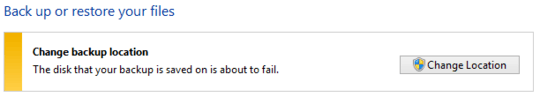 The disk that your backup is saved on is about to fail